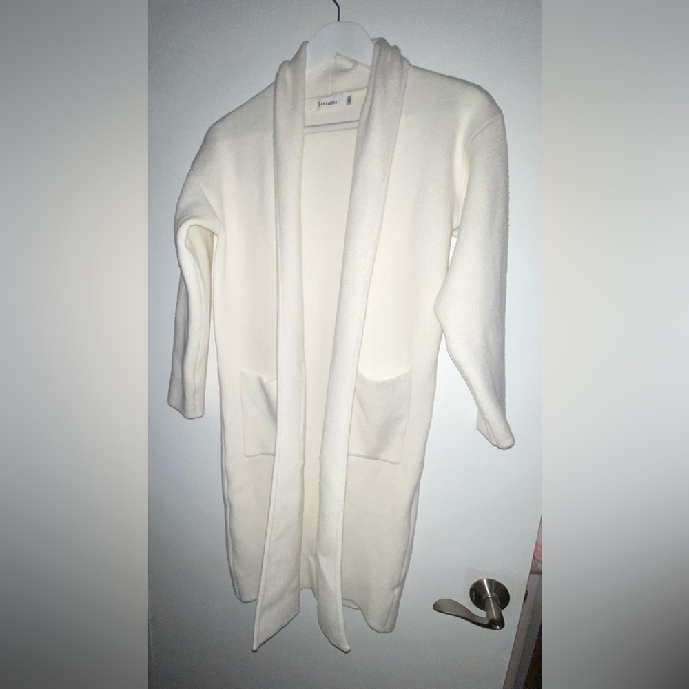 ANRABESS LONG SLEEVE OPEN FRONT KNIT White Cozy Cardigan jacket M Cottagecore